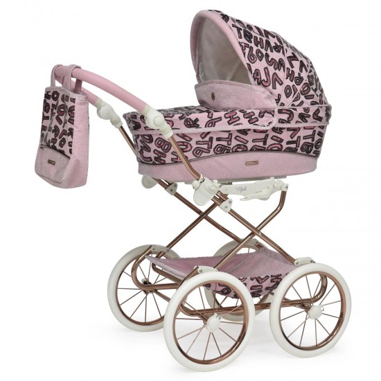 Bebecar Prive Stylo Dolls Pram Matching Bag Pink Letters